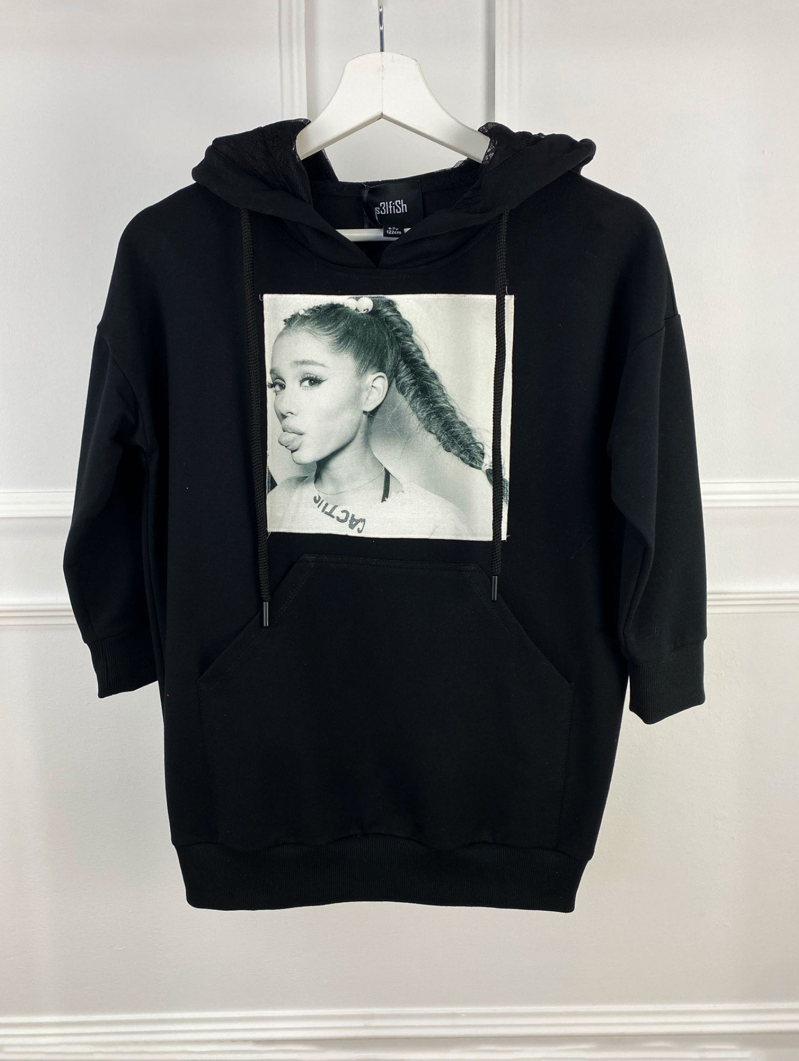 Удължен детски суйтшърт с дълъг ръкав и качулка Ariana Grande