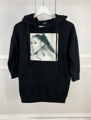 Удължен детски суйтшърт с дълъг ръкав и качулка Ariana Grande