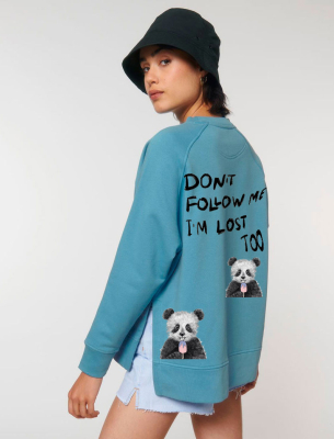 oversize суичър със цепки don't follow me