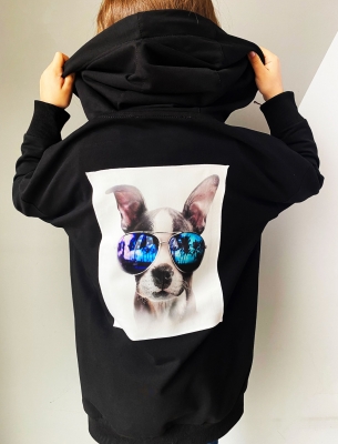 Удължен детски суйтшърт с дълъг ръкав и качулка Dogy