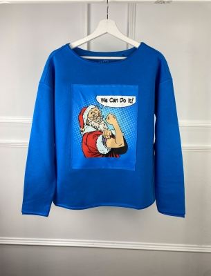 Коледна ватирана блуза Blue