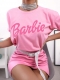 Широка тениска BARBIE pink